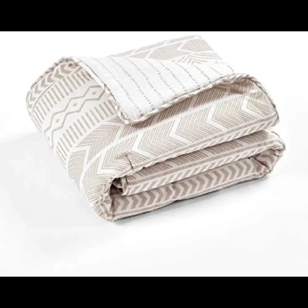 Lush Decor Hygge Geo Throw Blanket, Taupe & White
